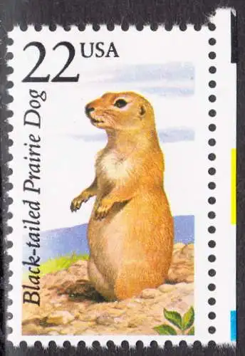 USA Michel 1922 / Scott 2325 postfrisch EINZELMARKE RAND rechts (a2) - Nordamerikanische Fauna: Schwarzschwanz-Präriehund