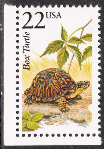 USA Michel 1923 / Scott 2326 postfrisch EINZELMARKE ECKRAND unten links (a1) - Nordamerikanische Fauna: Carolina-Dosenschildkröte