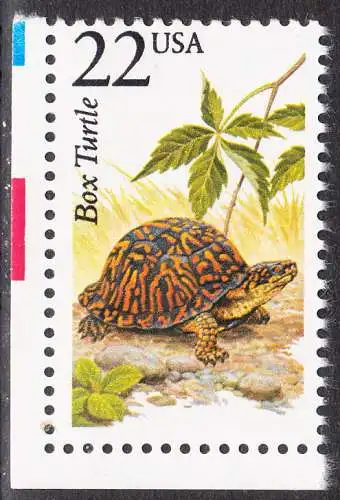 USA Michel 1923 / Scott 2326 postfrisch EINZELMARKE ECKRAND unten links (a2) - Nordamerikanische Fauna: Carolina-Dosenschildkröte