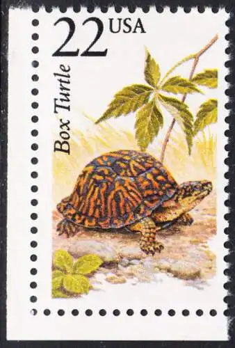 USA Michel 1923 / Scott 2326 postfrisch EINZELMARKE ECKRAND unten links (a3) - Nordamerikanische Fauna: Carolina-Dosenschildkröte