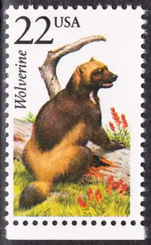 USA Michel 1924 / Scott 2327 postfrisch EINZELMARKE RAND unten (a2) - Nordamerikanische Fauna: Vielfraß