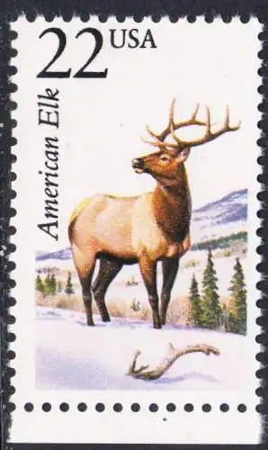 USA Michel 1925 / Scott 2328 postfrisch EINZELMARKE RAND unten (a1) - Nordamerikanische Fauna: Wapiti
