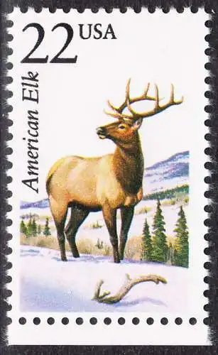USA Michel 1925 / Scott 2328 postfrisch EINZELMARKE RAND unten (a2) - Nordamerikanische Fauna: Wapiti