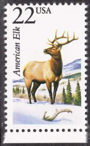 USA Michel 1925 / Scott 2328 postfrisch EINZELMARKE RAND unten (a3) - Nordamerikanische Fauna: Wapiti
