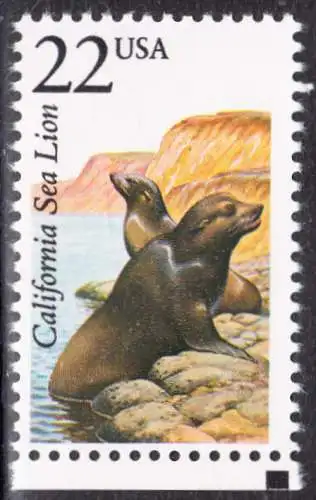 USA Michel 1926 / Scott 2329 postfrisch EINZELMARKE RAND unten (a2) - Nordamerikanische Fauna: Kalifornischer Seelöwe