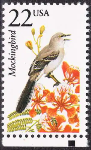 USA Michel 1927 / Scott 2330 postfrisch EINZELMARKE RAND unten (a2) - Nordamerikanische Fauna: Spottdrossel