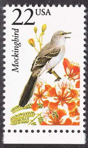 USA Michel 1927 / Scott 2330 postfrisch EINZELMARKE RAND unten (a3) - Nordamerikanische Fauna: Spottdrossel