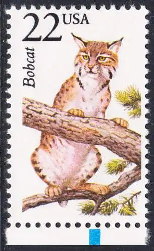 USA Michel 1929 / Scott 2332 postfrisch EINZELMARKE RAND unten (a1) - Nordamerikanische Fauna: Rotluchs