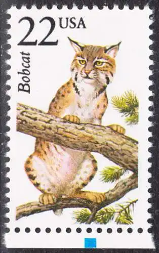 USA Michel 1929 / Scott 2332 postfrisch EINZELMARKE RAND unten (a2) - Nordamerikanische Fauna: Rotluchs