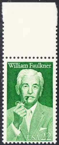 USA Michel 1935 / Scott 2350 postfrisch EINZELMARKE RAND oben (a2) - William Faulkner (1897-1962), Erzähler, Nobelpreis 1949