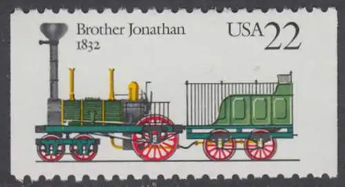 USA Michel 1956 / Scott 2365 postfrisch EINZELMARKE aus Markenheftchen - Lokomotiven: Brother Jonathan