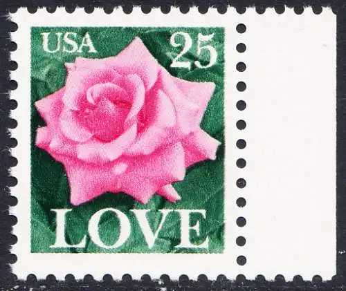 USA Michel 1988 / Scott 2378 postfrisch EINZELMARKE RAND rechts - Grußmarke: Rose