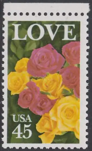 USA Michel 1993 / Scott 2379 postfrisch EINZELMARKE RAND oben - Grußmarke: Rosenstrauß