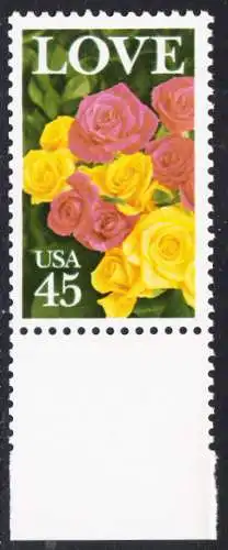 USA Michel 1993 / Scott 2379 postfrisch EINZELMARKE RAND unten - Grußmarke: Rosenstrauß