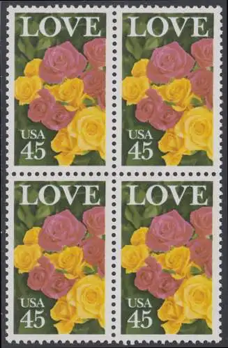 USA Michel 1993 / Scott 2379 postfrisch BLOCK - Grußmarke: Rosenstrauß