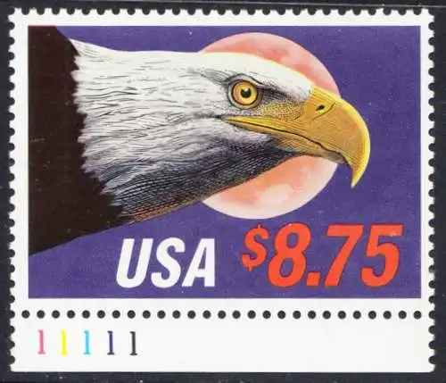 USA Michel 2014 / Scott 2394 postfrisch EINZELMARKE RAND unten m/ Platten-# 11111- Eilpostmarke: Weißkopfseeadler 