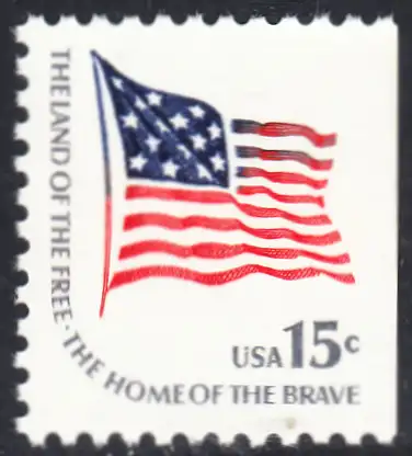 USA Michel 1352D / Scott 1598 postfrisch EINZELMARKE aus Markenheft (rechts ungez.) - Americana-Ausgabe: Fort-McHenry-Flagge (Nationalflagge 1795-1818)