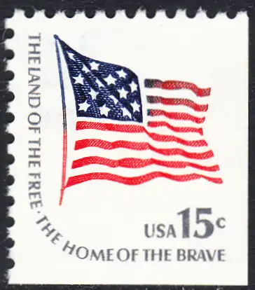 USA Michel 1352D / Scott 1598 postfrisch EINZELMARKE aus Markenheft (rechts/unten ungez.) - Americana-Ausgabe: Fort-McHenry-Flagge (Nationalflagge 1795-1818)