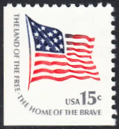 USA Michel 1352D / Scott 1598 postfrisch EINZELMARKE aus Markenheft (links/unten ungez.) - Americana-Ausgabe: Fort-McHenry-Flagge (Nationalflagge 1795-1818)