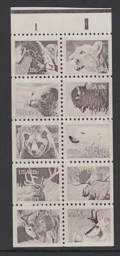 USA Michel 1470-1479 / Scott 1889a postfrisch Markenheftchen-Blatt(10) (a2) - Tiere