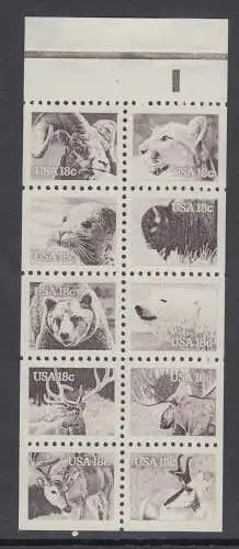 USA Michel 1470-1479 / Scott 1889a postfrisch Markenheftchen-Blatt(10) (a3) - Tiere