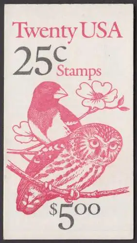 USA Michel 1980-1981 / Scott 2285b postfrisch MARKENHEFTCHEN(20) - Tiere: Kauze