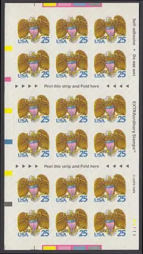 USA Michel 2059 / Scott 2431 postfrisch FOLIENBOGEN(18) Platten-# unten rechts - Adler