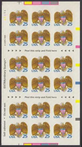 USA Michel 2059 / Scott 2431 postfrisch FOLIENBOGEN(18) Platten-# oben links - Adler
