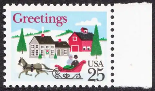 USA Michel 2015 / Scott 2400 postfrisch EINZELMARKE RAND rechts (a1) - Weihnachten: Winterlandschaft