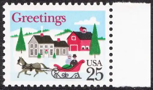 USA Michel 2015 / Scott 2400 postfrisch EINZELMARKE RAND rechts (a2) - Weihnachten: Winterlandschaft