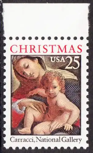 USA Michel 2057 / Scott 2427 postfrisch EINZELMARKE RAND oben (a2) - Weihnachten: Maria mit Kind