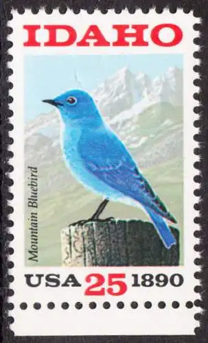 USA Michel 2072 / Scott 2439 postfrisch EINZELMARKE RAND unten (a1) - 100 Jahre Staat Idaho: Berghüttensänger