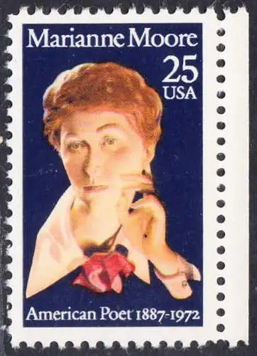 USA Michel 2083 / Scott 2449 postfrisch EINZELMARKE RAND rechts - Marianne Moore (1887-1972), Schriftstellerin