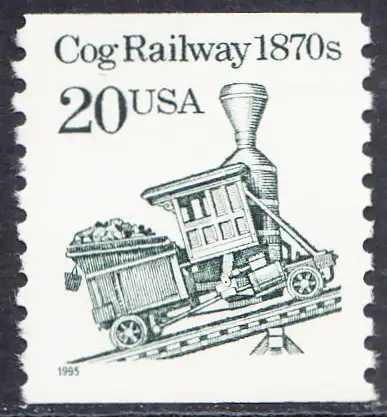 USA Michel 2573 / Scott 2463 postfrisch EINZELMARKE (a1) - Fahrzeuge: Zahnrad-Lokomotive (um 1870)