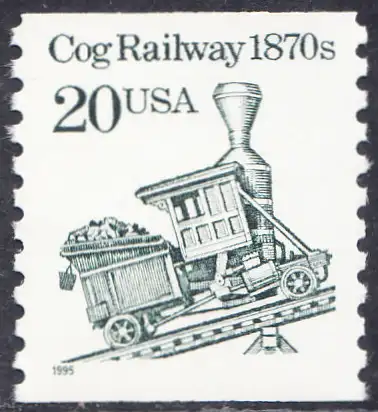 USA Michel 2573 / Scott 2463 postfrisch EINZELMARKE (a2) - Fahrzeuge: Zahnrad-Lokomotive (um 1870)