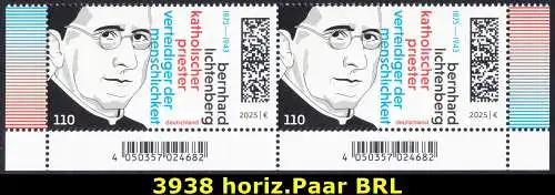 BUND 2025 Michel-# 3938 postfrisch horiz.PAAR ECKRÄNDER unten rechts/unten links 