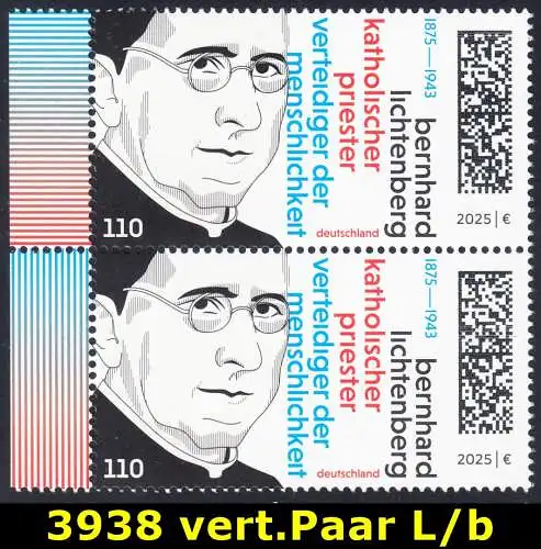 BUND 2025 Michel-# 3938 postfrisch vert.PAAR RÄNDER links (b)