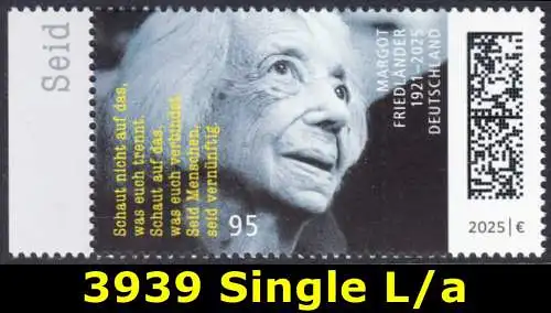 BUND 2025 Michel-# 3939 postfrisch EINZELMARKE RAND links (a)