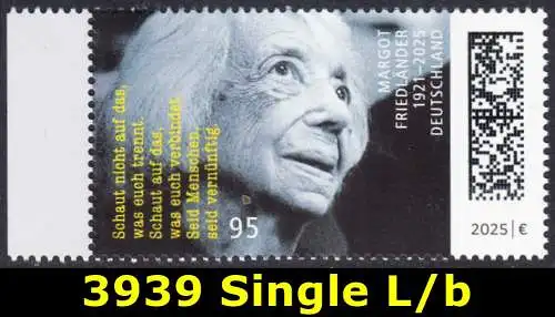 BUND 2025 Michel-# 3939 postfrisch EINZELMARKE RAND links (b)
