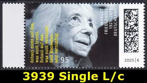 BUND 2025 Michel-# 3939 postfrisch EINZELMARKE RAND links (c)