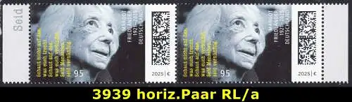 BUND 2025 Michel-# 3939 postfrisch horiz.PAAR RÄNDER rechts/links (a)