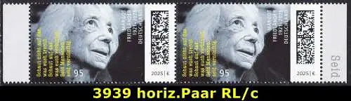 BUND 2025 Michel-# 3939 postfrisch horiz.PAAR RÄNDER rechts/links (c)