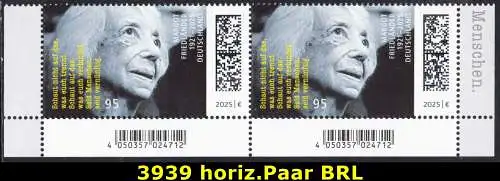 BUND 2025 Michel-# 3939 postfrisch horiz.PAAR ECKRÄNDER unten rechts/unten links 