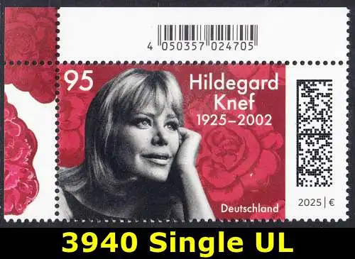 BUND 2025 Michel-# 3940 postfrisch EINZELMARKE ECKRAND oben links