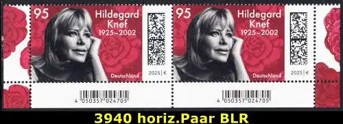 BUND 2025 Michel-# 3940 postfrisch horiz.PAAR ECKRÄNDER unten rechts/unten links