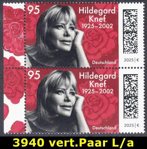 BUND 2025 Michel-# 3940 postfrisch vert.PAAR RÄNDER links (a)