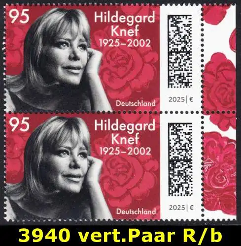 BUND 2025 Michel-# 3940 postfrisch vert.PAAR RÄNDER rechts (b)