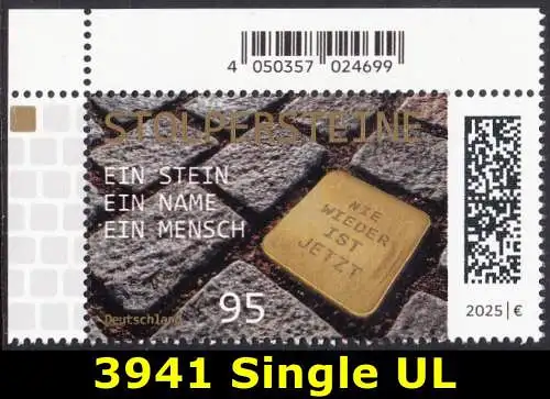 BUND 2025 Michel-# 3941 postfrisch EINZELMARKE ECKRAND oben links
