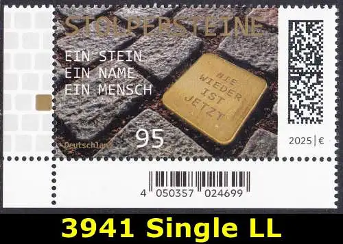 BUND 2025 Michel-# 3941 postfrisch EINZELMARKE ECKRAND unten links