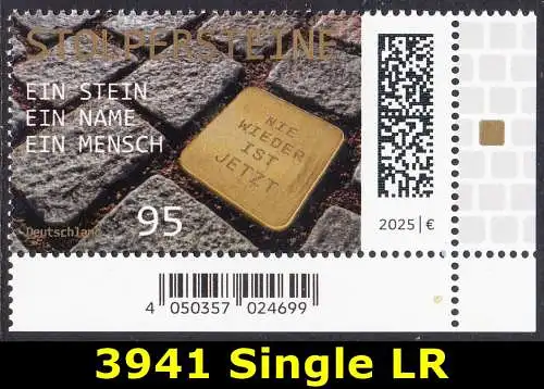 BUND 2025 Michel-# 3941 postfrisch EINZELMARKE ECKRAND unten rechts